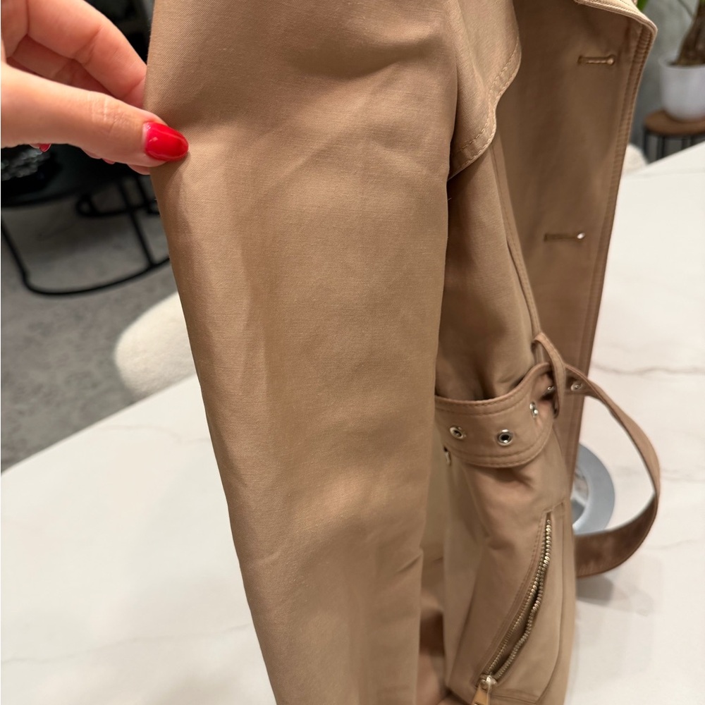 Zara Beige Double-Breasted Trench Coat - Picture 14 of 14